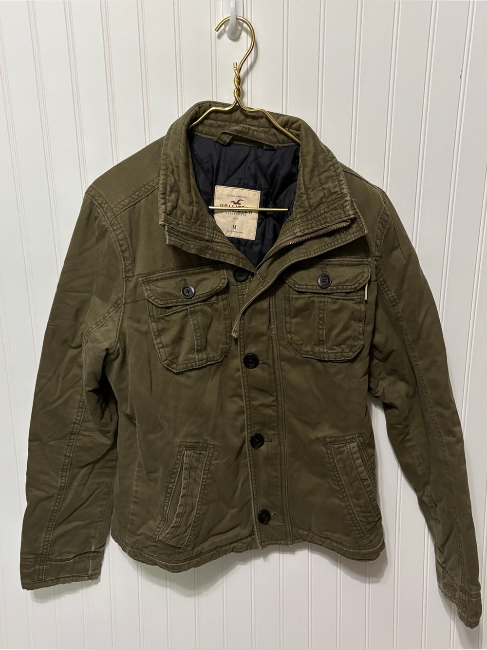 HOLLISTER Vintage Y2K  Green Cotton Military Field Jacket Mens Size Medium